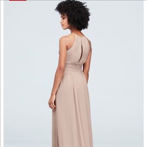 High Neck Chiffon Bridesmaid Dress with keyhole